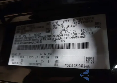 2017 Lincoln Mkc Select z USA, uszkodzony, nr VIN 5LMTJ2DH5HUL34057